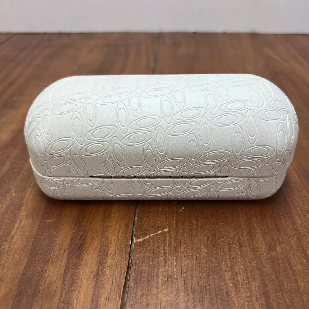 Oakley White Hard Sunglasses Case w/ Black Microfiber Drawstring Pouch Sleeve